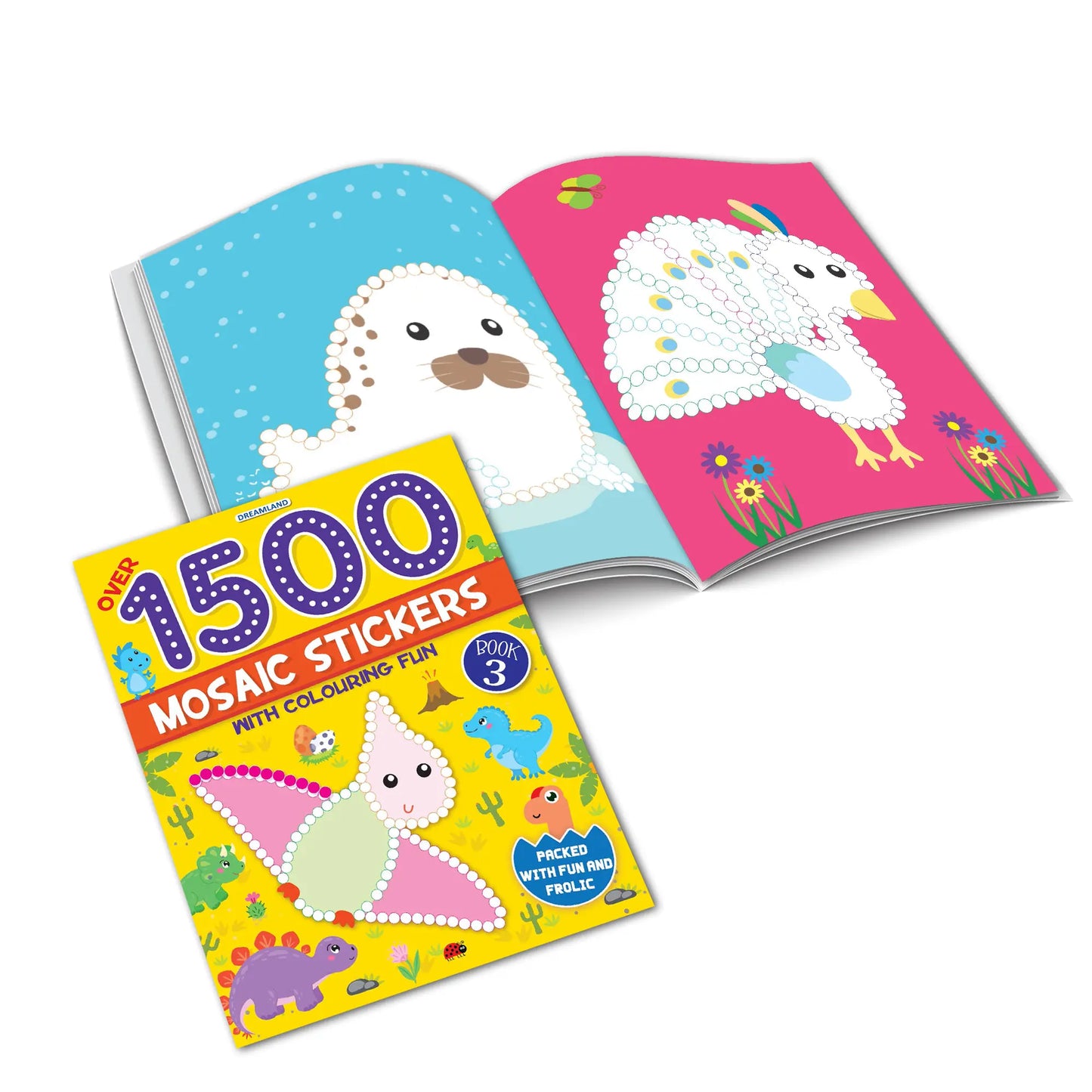 1500 Mosaic Stickers with Colouring Fun Books Pack - A Set of 4 Books