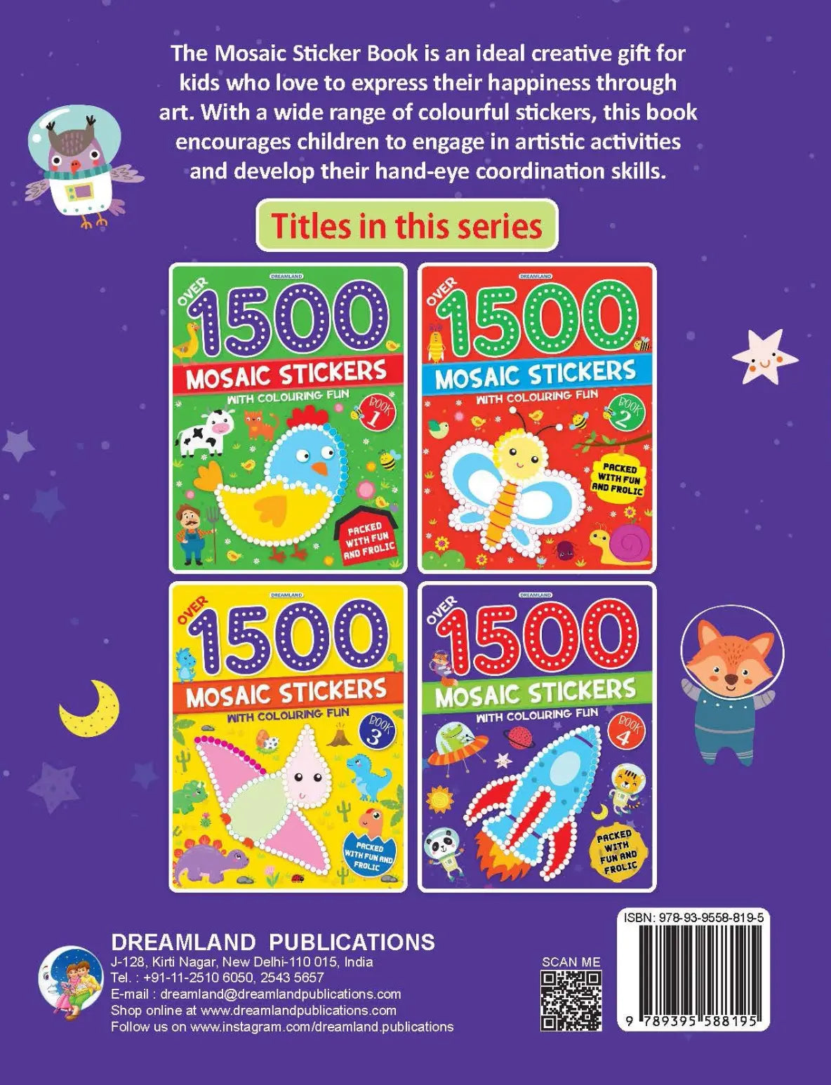 1500 Mosaic Stickers Book 4 with Colouring Fun - Sticker Book for Kids Age 4 - 8 years