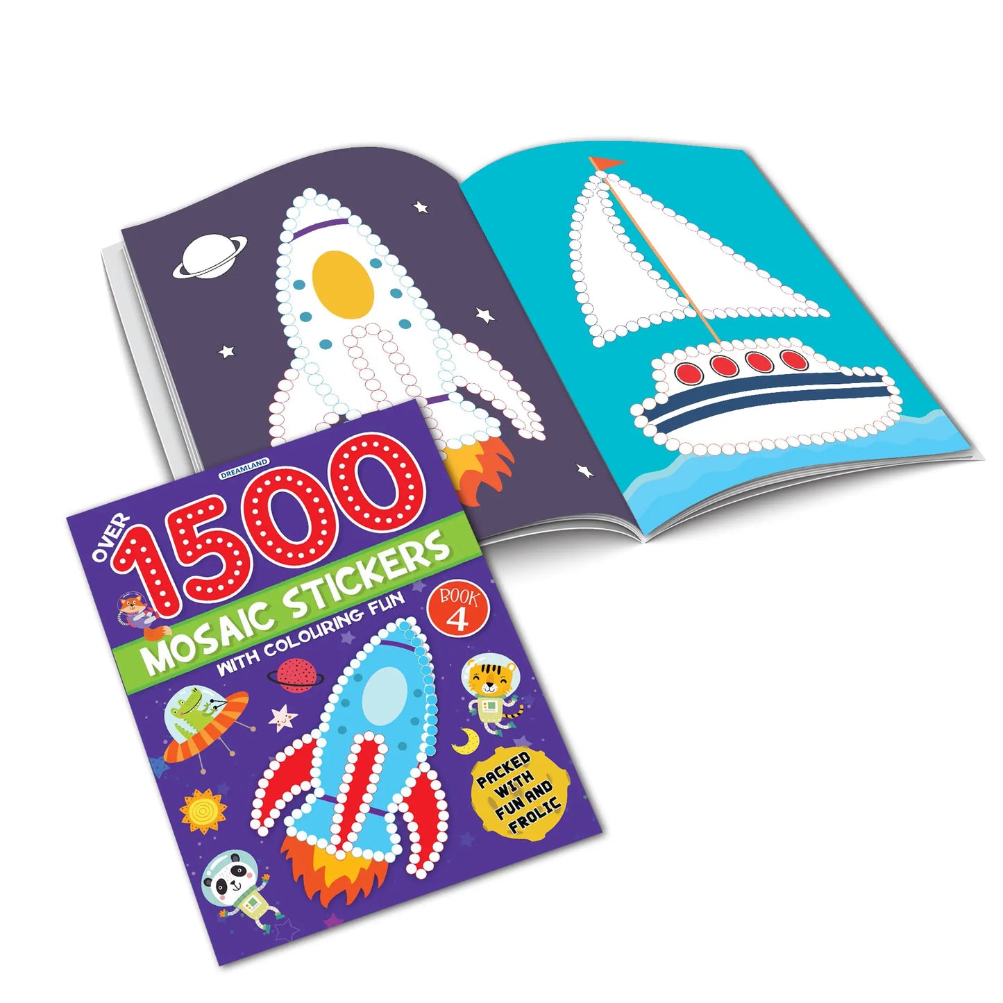 1500 Mosaic Stickers Book 4 with Colouring Fun - Sticker Book for Kids Age 4 - 8 years