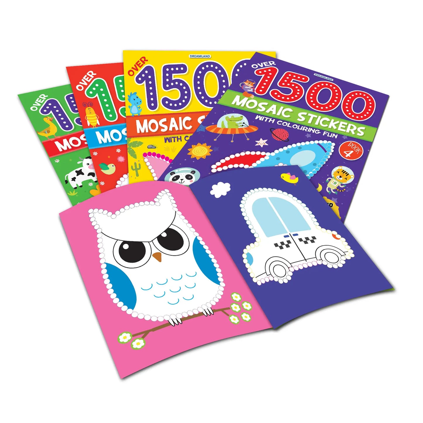 1500 Mosaic Stickers Book 4 with Colouring Fun - Sticker Book for Kids Age 4 - 8 years