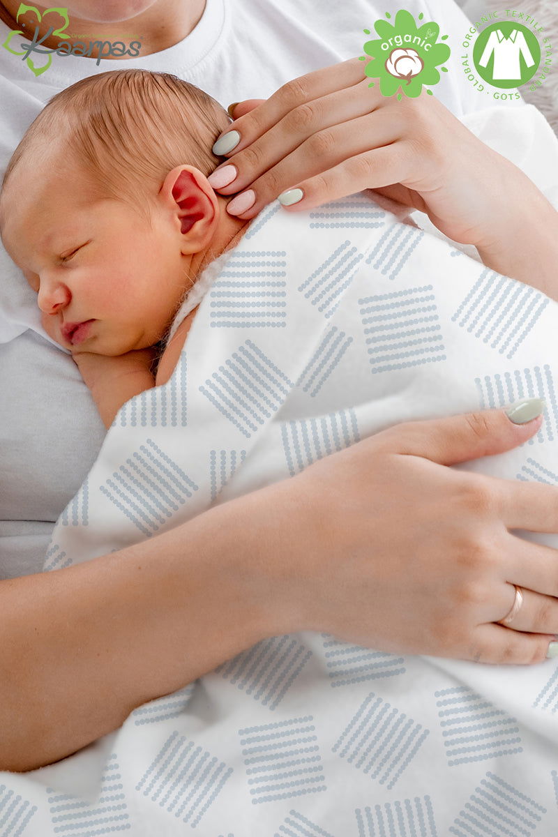 Organic Textile Gots Babykleidung Line Print Muslin Layered Quilt