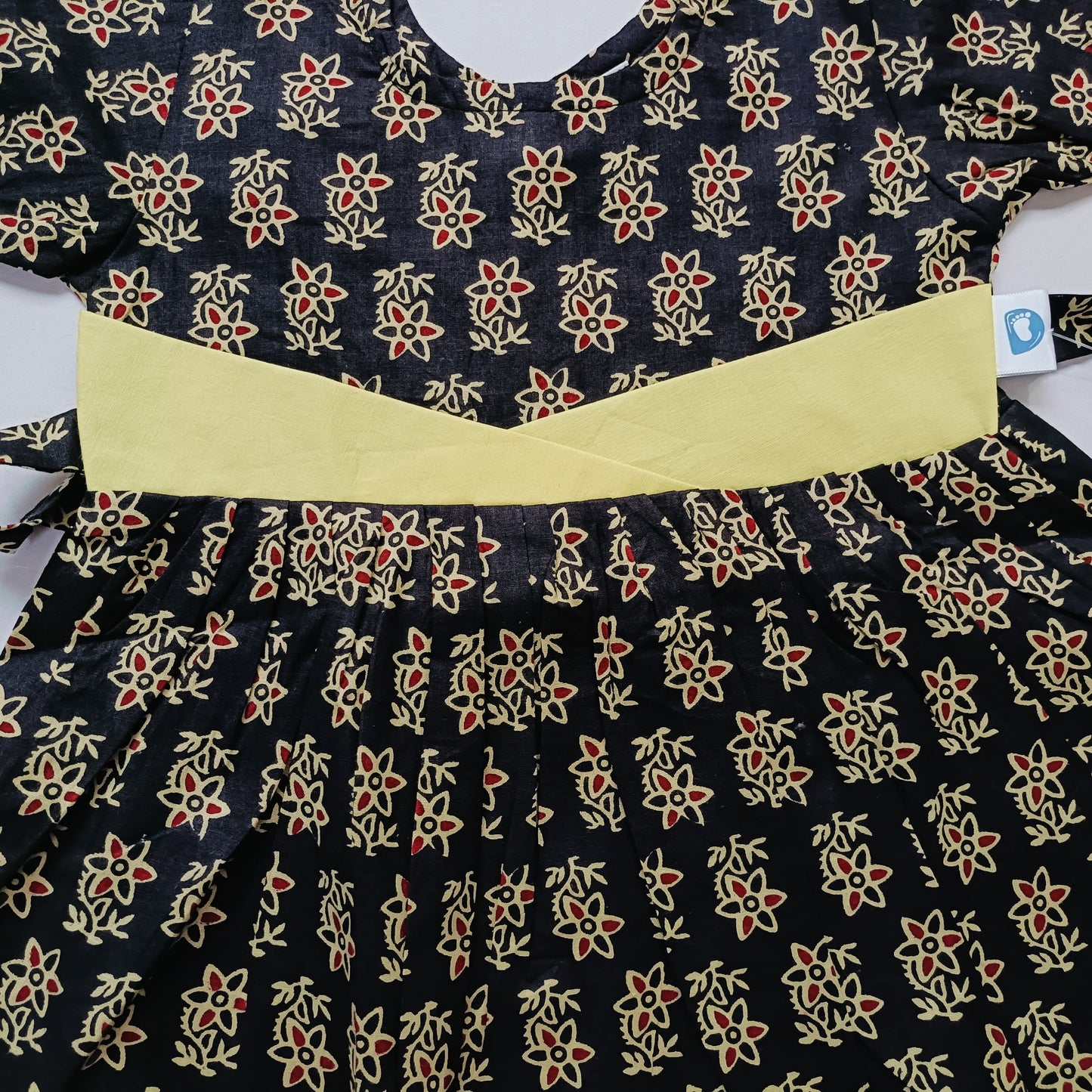 Cotton Floral Printed Baby Girl Frock | Black