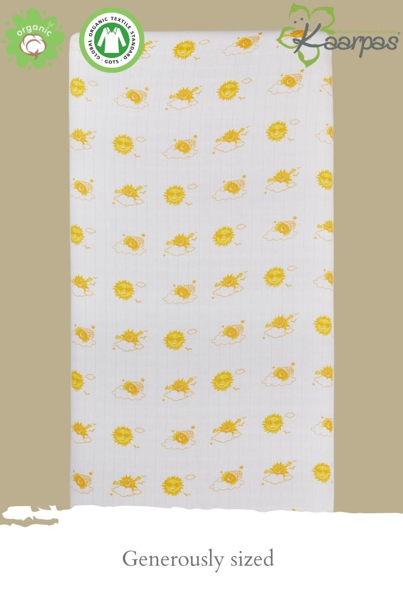 Into the Sky' Cotton Fitted Cot Crib Sheet : Sun - Tinycubs -