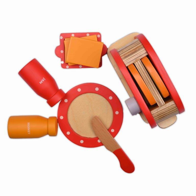 NESTA TOYS - Bread Pop-up Toaster Toy | Wooden Kitchen Toy (Red) - Tinycubs -