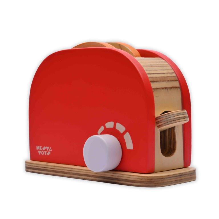 NESTA TOYS - Bread Pop-up Toaster Toy | Wooden Kitchen Toy (Red) - Tinycubs -
