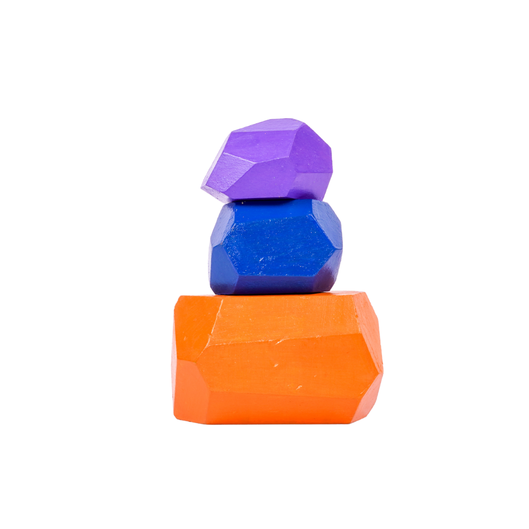 NESTA TOYS - Wooden Stone Balancing Blocks | Rainbow Stacking Sensory Toy (7 Pcs) - Tinycubs -
