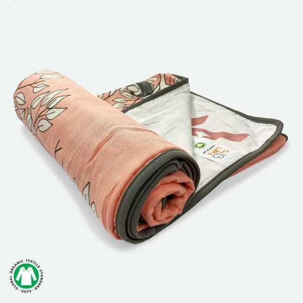 Peachy Skies Reversible Baby Blanket | 120 x 120 cm - Tinycubs -