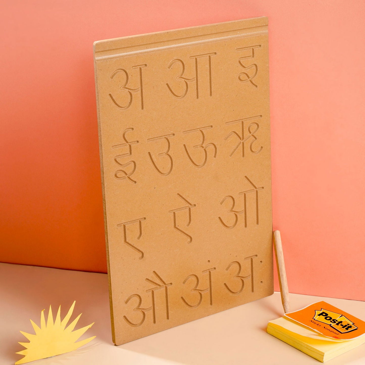 Wooden Picture Educational Board - Hindi Vowels Identification Tray - Tinycubs -
