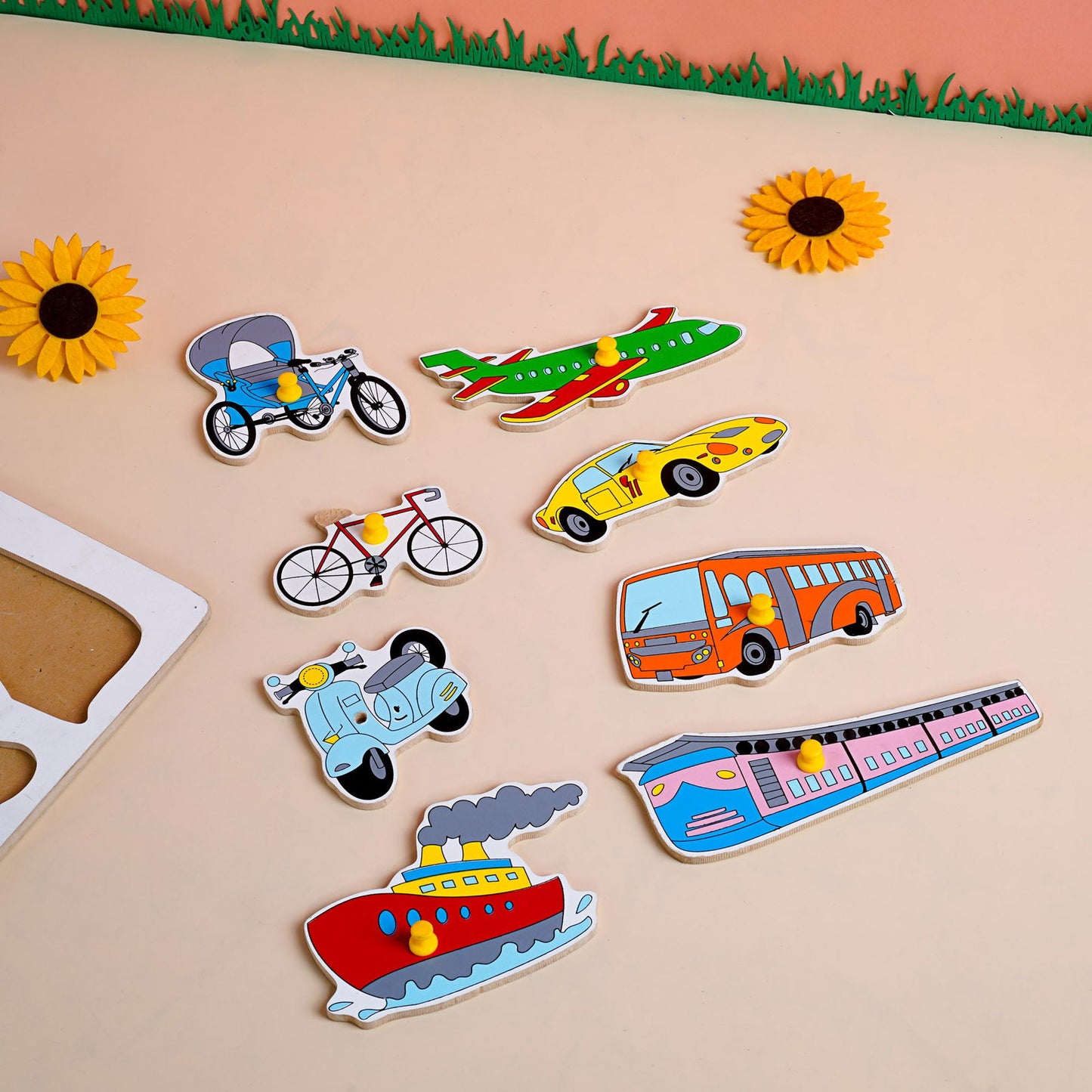 Wooden Picture Educational Board - Transport-Puzzle - Tinycubs -