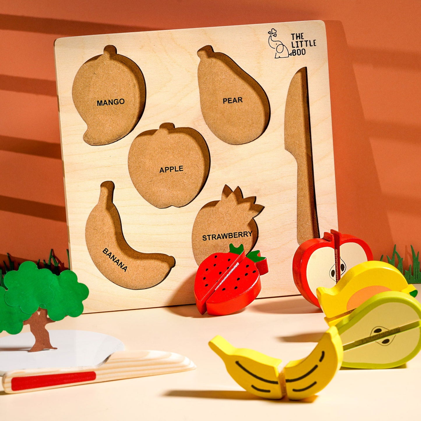 Wooden Raised Cut Fruit Tray - Tinycubs -