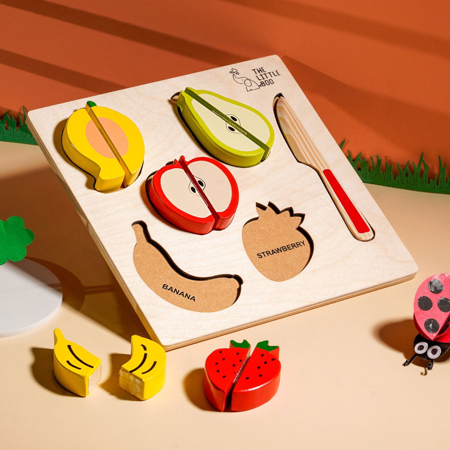 Wooden Raised Cut Fruit Tray - Tinycubs -