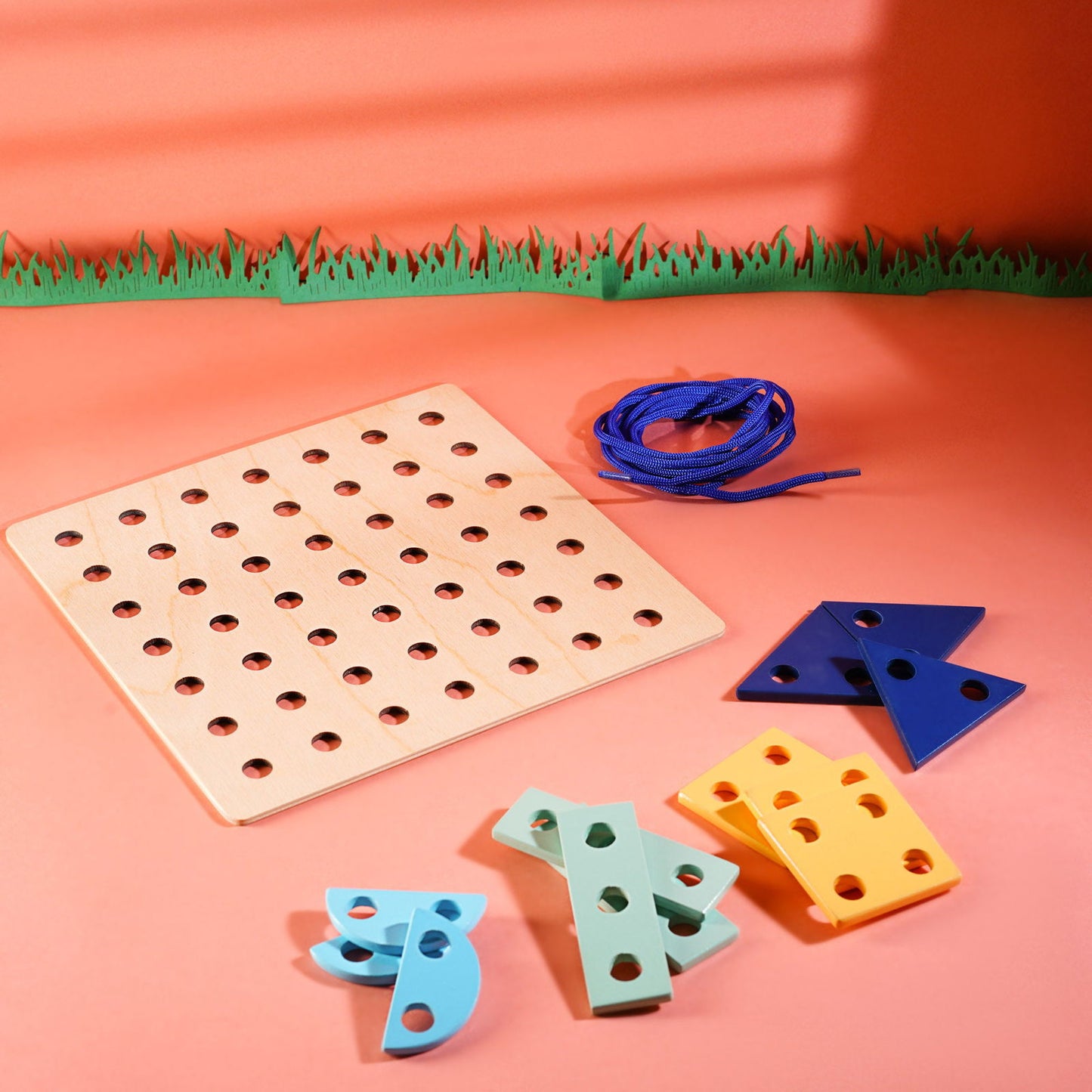Wooden Shape Lacing Board Activity - Tinycubs -
