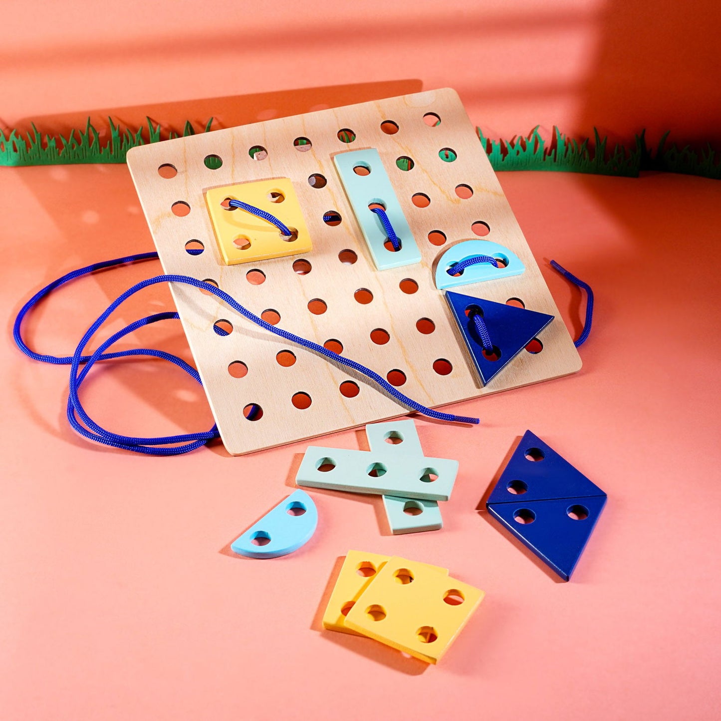 Wooden Shape Lacing Board Activity - Tinycubs -
