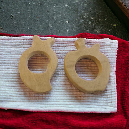 100% Pure Neem Wooden Teethers For Babies Of Age 0 To 3 Years | Apple & Mango Shapes - Tinycubs - 