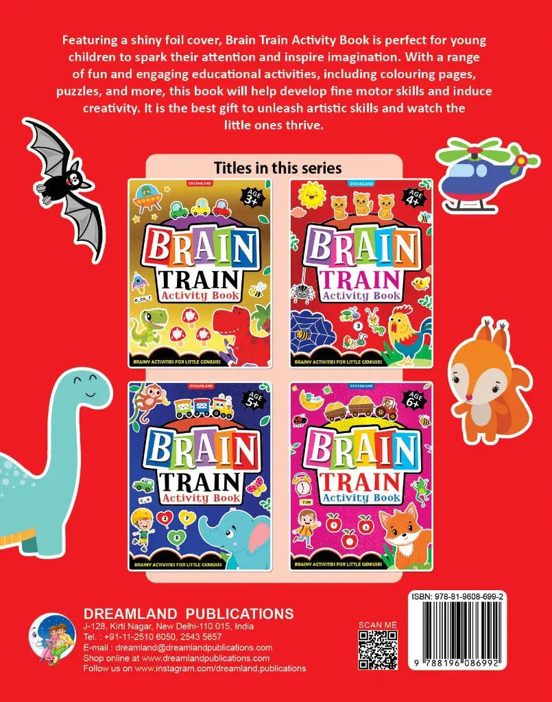 Brain Train Activity Book for Kids Age 4+ - With Colouring Pages, Mazes, Puzzles and Word searches Activities