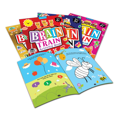 Brain Train Activity Book for Kids Age 4+ - With Colouring Pages, Mazes, Puzzles and Word searches Activities