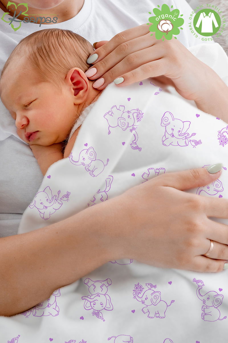 Adorable Animal' 2 layer organic muslin blanket : Elephant - Tinycubs - 