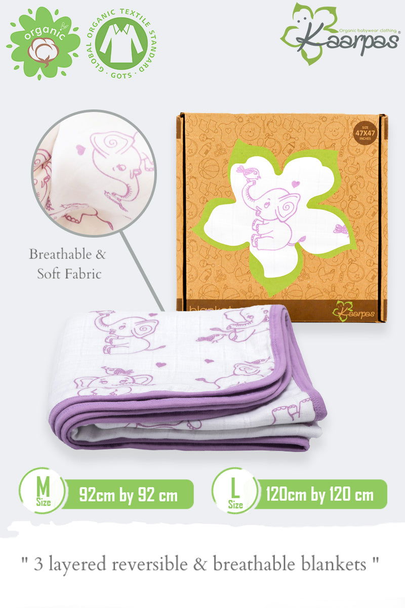Adorable Animal' 2 layer organic muslin blanket : Elephant - Tinycubs - 