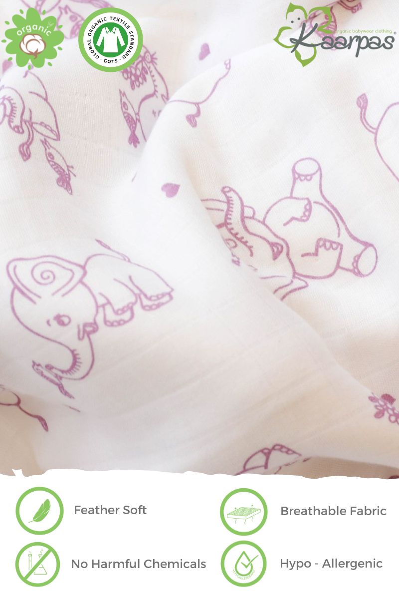Adorable Animal' 2 layer organic muslin blanket : Elephant - Tinycubs - 