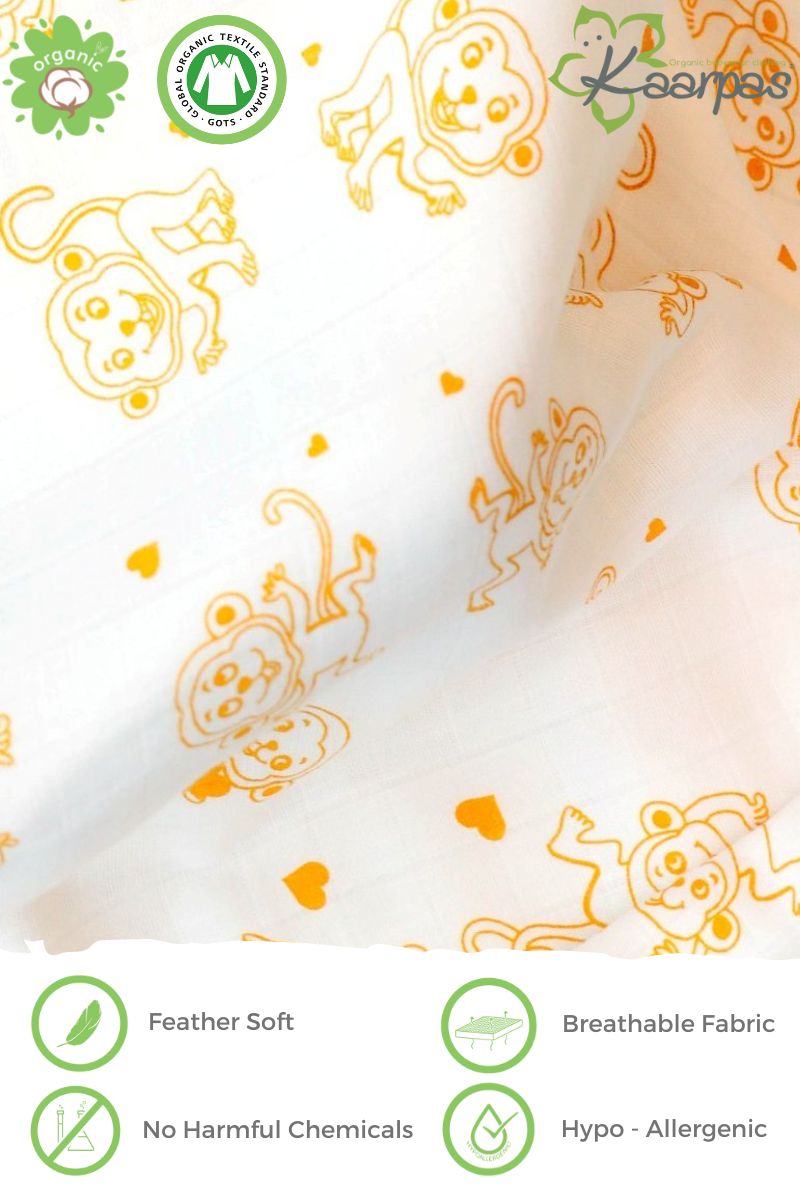 Adorable Animal' 2 layer organic muslin blanket :  Monkey - Tinycubs - 
