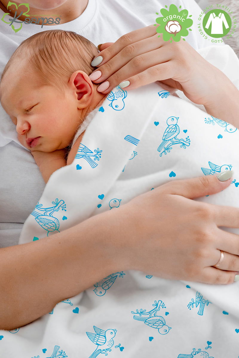 Adorable Animal' 2 layer organic muslin blanket : Sparrow - Tinycubs - 