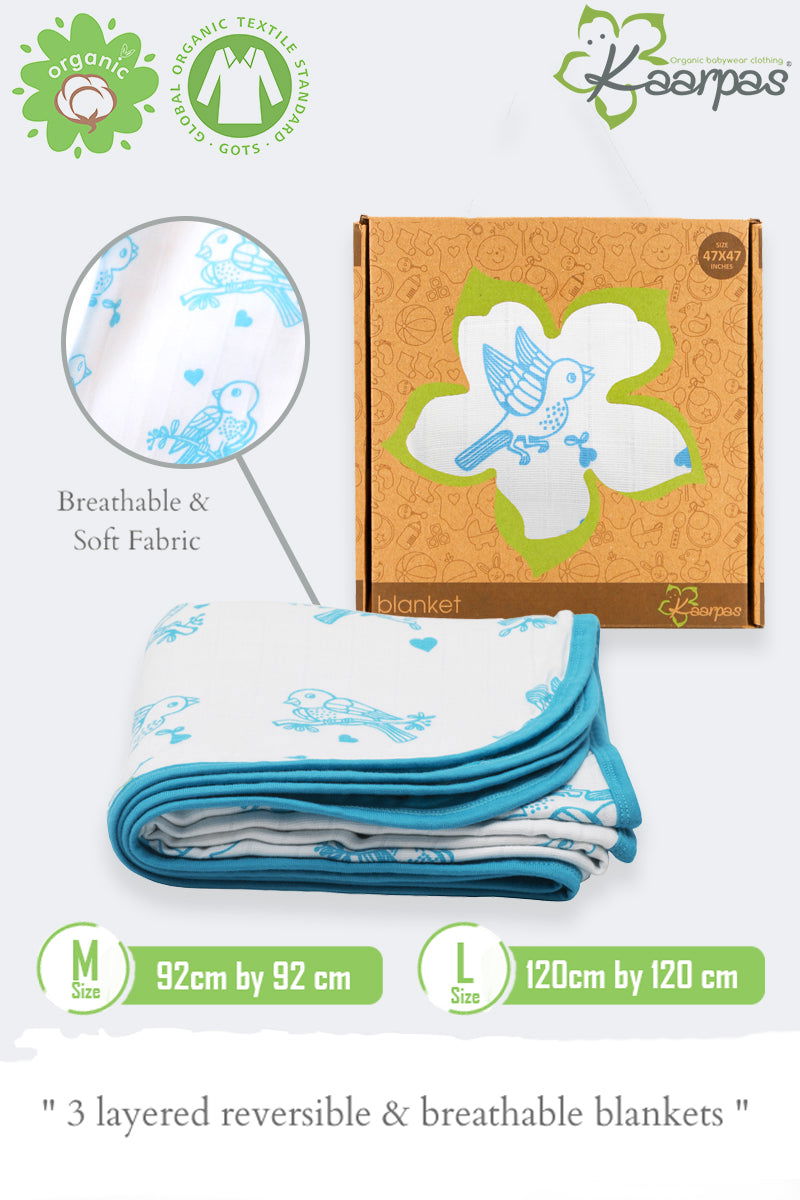 Adorable Animal' 2 layer organic muslin blanket : Sparrow - Tinycubs - 