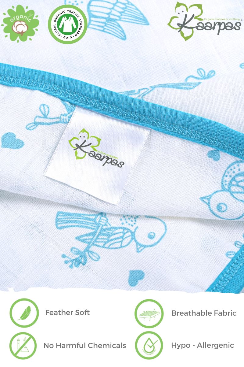 Adorable Animal' 2 layer organic muslin blanket : Sparrow - Tinycubs - 