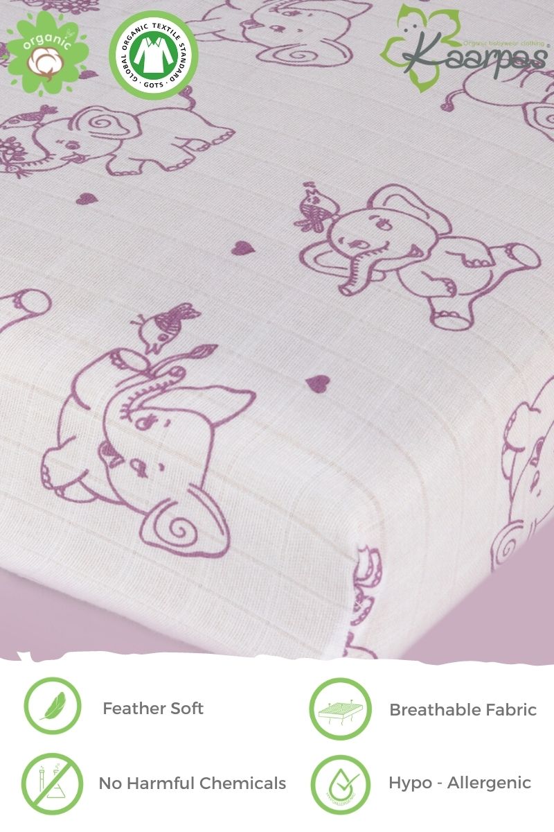 Adorable Animal' Cotton Fitted Cot Crib Sheet : Elephant - Tinycubs - 