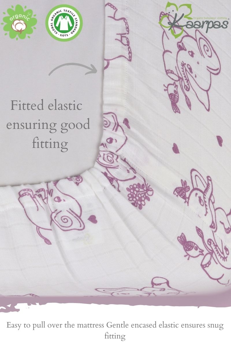 Adorable Animal' Cotton Fitted Cot Crib Sheet : Elephant - Tinycubs - 