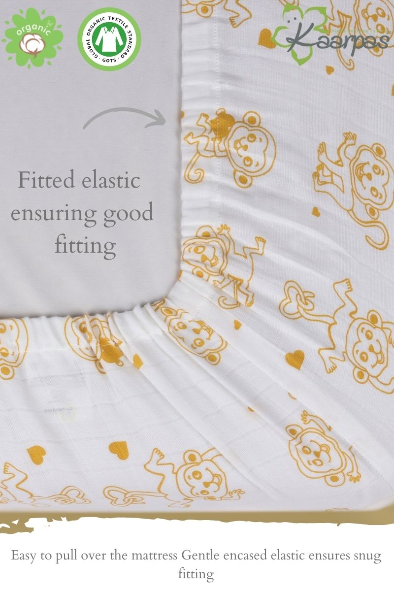 Adorable Animal' Cotton Fitted Cot Crib Sheet : Monkey - Tinycubs - 