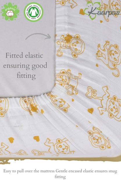 Adorable Animal' Cotton Fitted Cot Crib Sheet : Monkey - Tinycubs - 