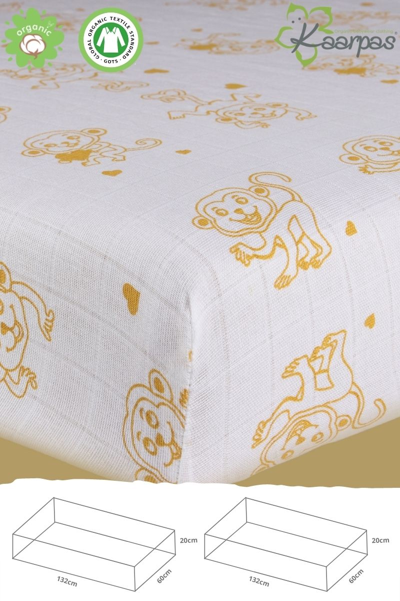 Adorable Animal' Cotton Fitted Cot Crib Sheet : Monkey - Tinycubs - 