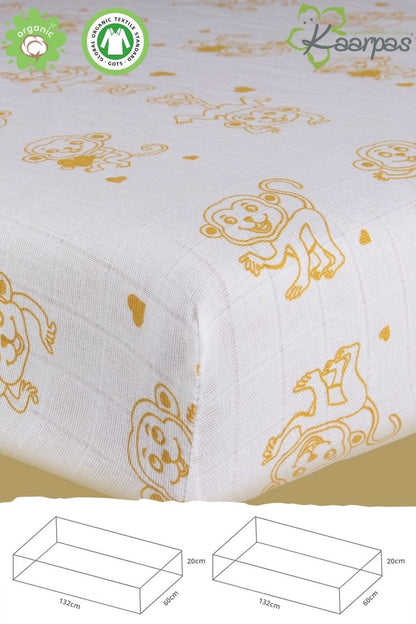 Adorable Animal' Cotton Fitted Cot Crib Sheet : Monkey - Tinycubs - 