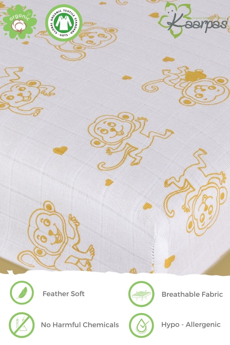Adorable Animal' Cotton Fitted Cot Crib Sheet : Monkey - Tinycubs - 