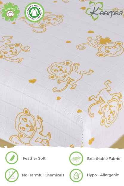 Adorable Animal' Cotton Fitted Cot Crib Sheet : Monkey - Tinycubs - 