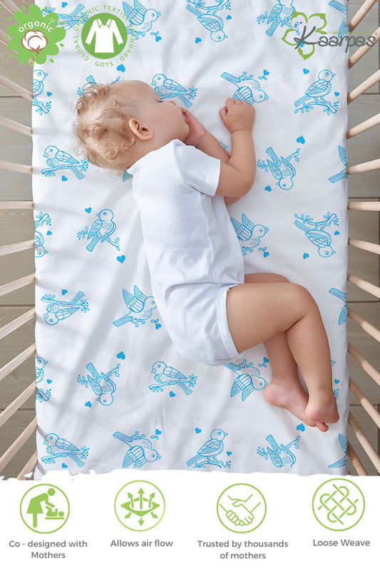 Adorable Animal' Cotton Fitted Cot Crib Sheet : Sparrow - Tinycubs - 