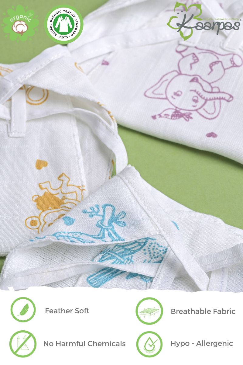 Adorable Animals' Cotton 2 Layered Nappies (Pack of 3) - Tinycubs - 