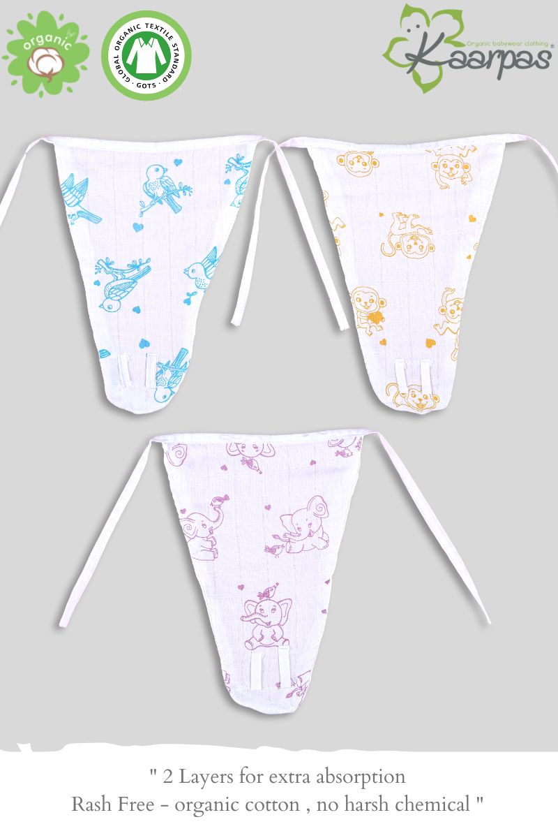 Adorable Animals' Cotton 2 Layered Nappies (Pack of 3) - Tinycubs - 