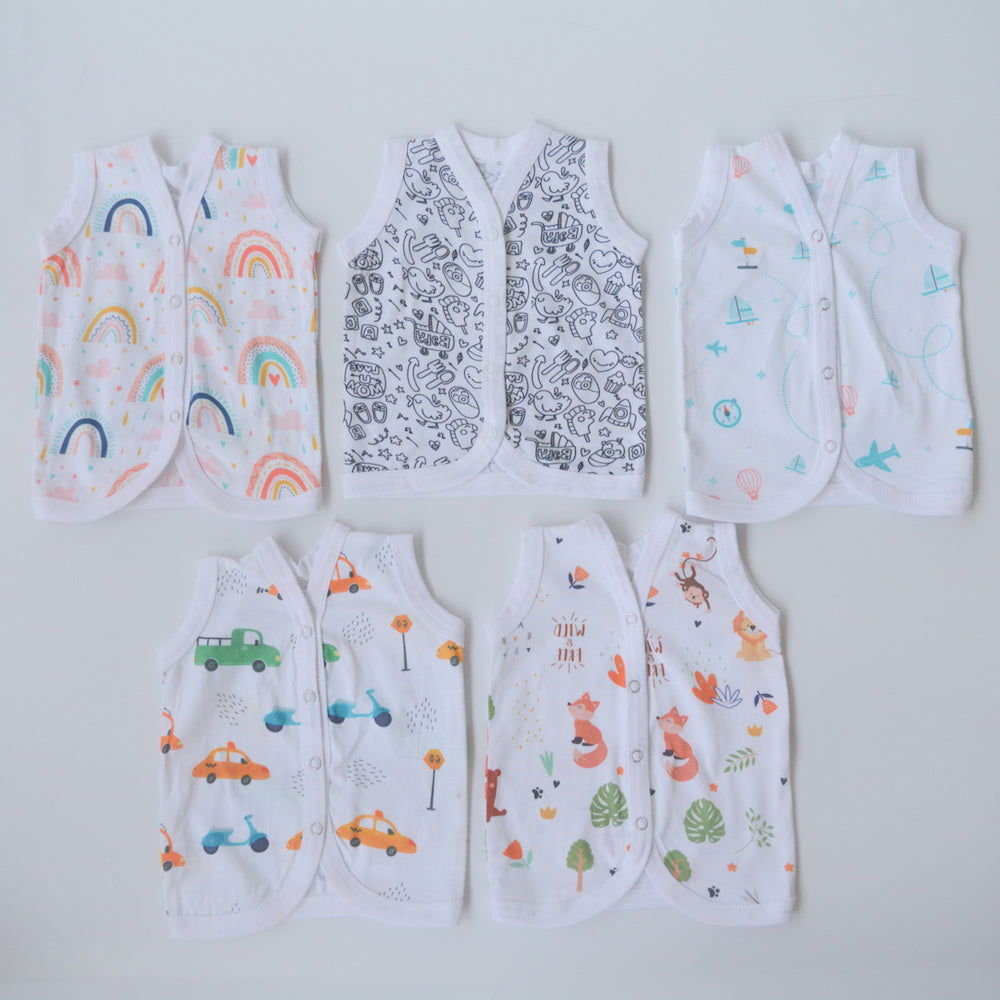 All Colours - Doodle Baby Vests (Set of 5) - Tinycubs - 