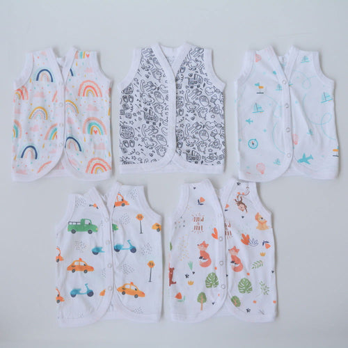 All Colours - Doodle Baby Vests (Set of 5) - Tinycubs - 
