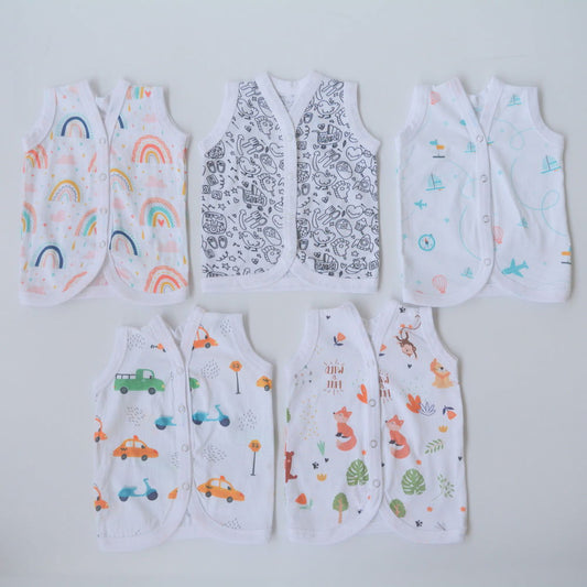 All Colours - Doodle Baby Vests (Set of 5) - Tinycubs - 
