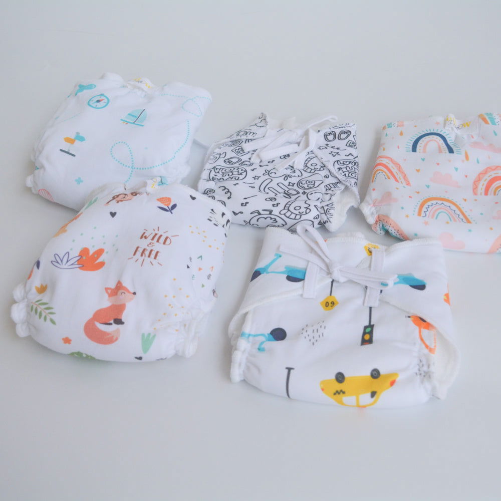 All Colours - Doodle Dry Nappies (Set of 5) - Tinycubs - 