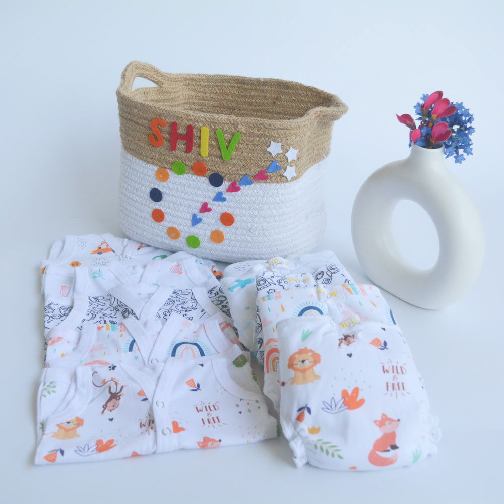 All Colours Basket- Everyday Essentials Nappy & Vest (Set of 10) - Tinycubs - 