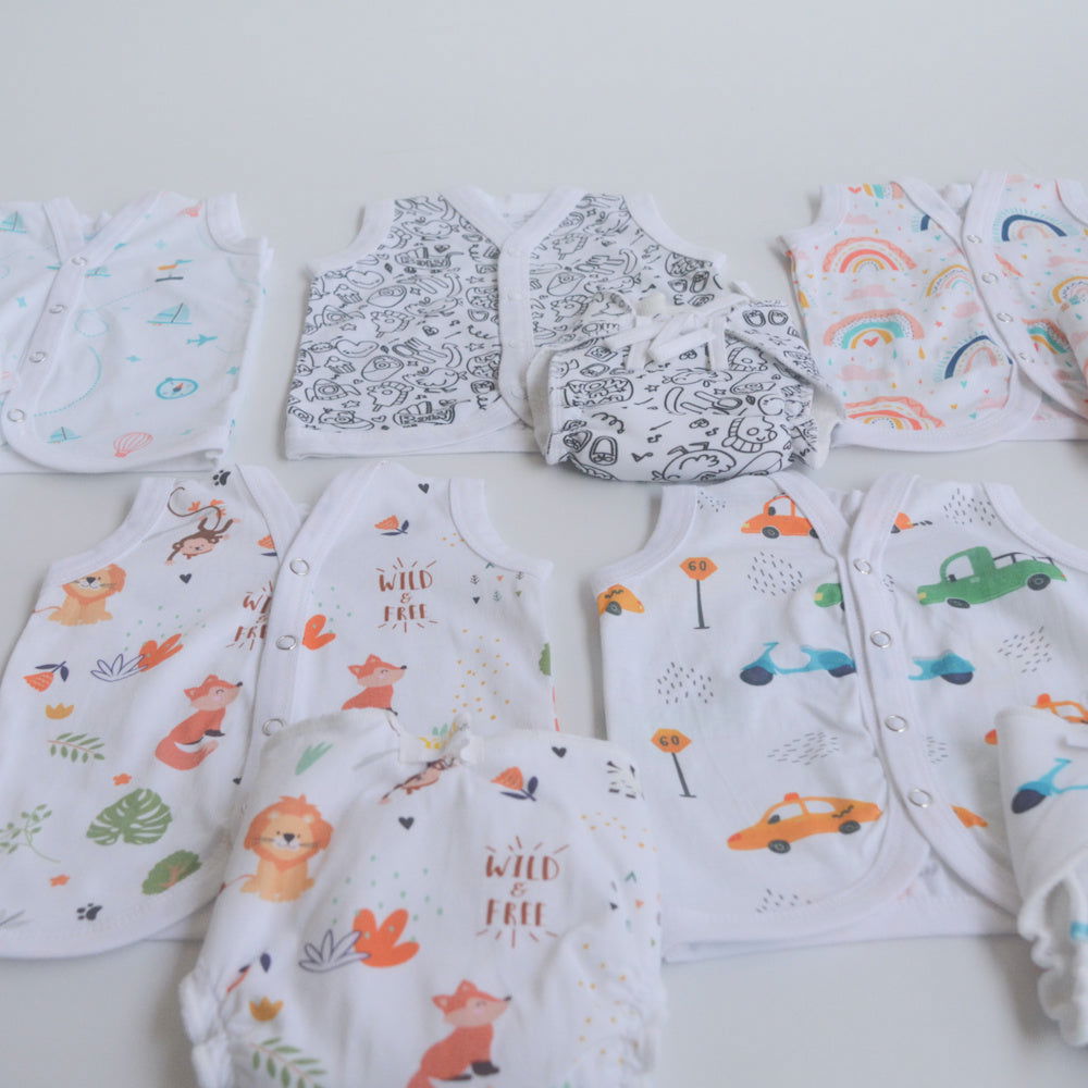 All Colours Basket- Everyday Essentials Nappy & Vest (Set of 10) - Tinycubs - 