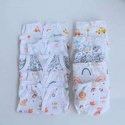 All Colours Basket- Everyday Essentials Nappy & Vest (Set of 10) - Tinycubs - 