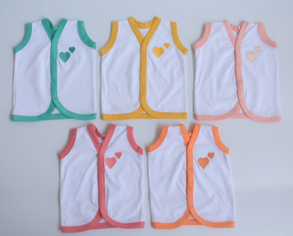 All Hearts - Doodle Baby Vests (Set of 5) - Tinycubs - 