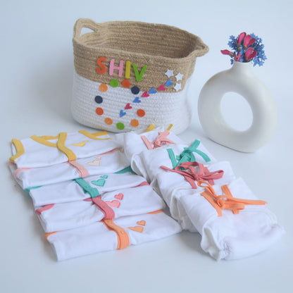 All Hearts Basket - Everyday Essentials Nappy & Vest (Set of 10) - Tinycubs - 
