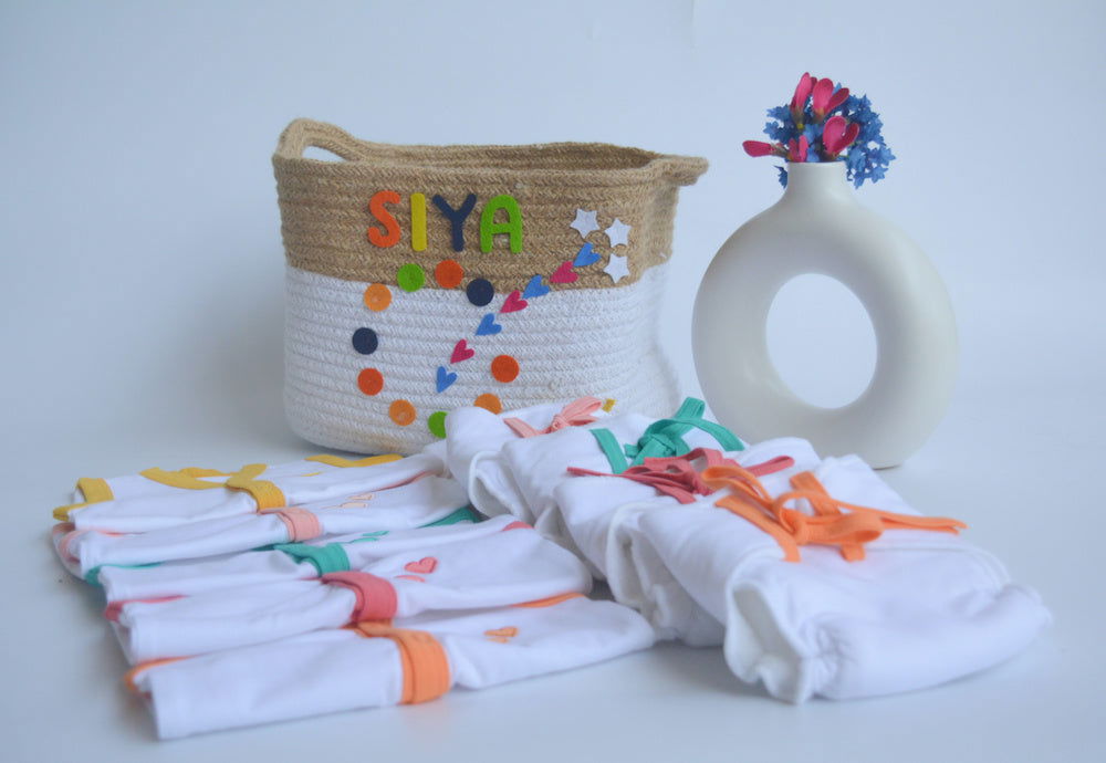 All Hearts Basket - Everyday Essentials Nappy & Vest (Set of 10) - Tinycubs - 