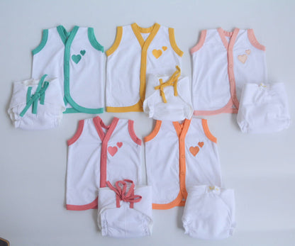 All Hearts Basket - Everyday Essentials Nappy & Vest (Set of 10) - Tinycubs - 