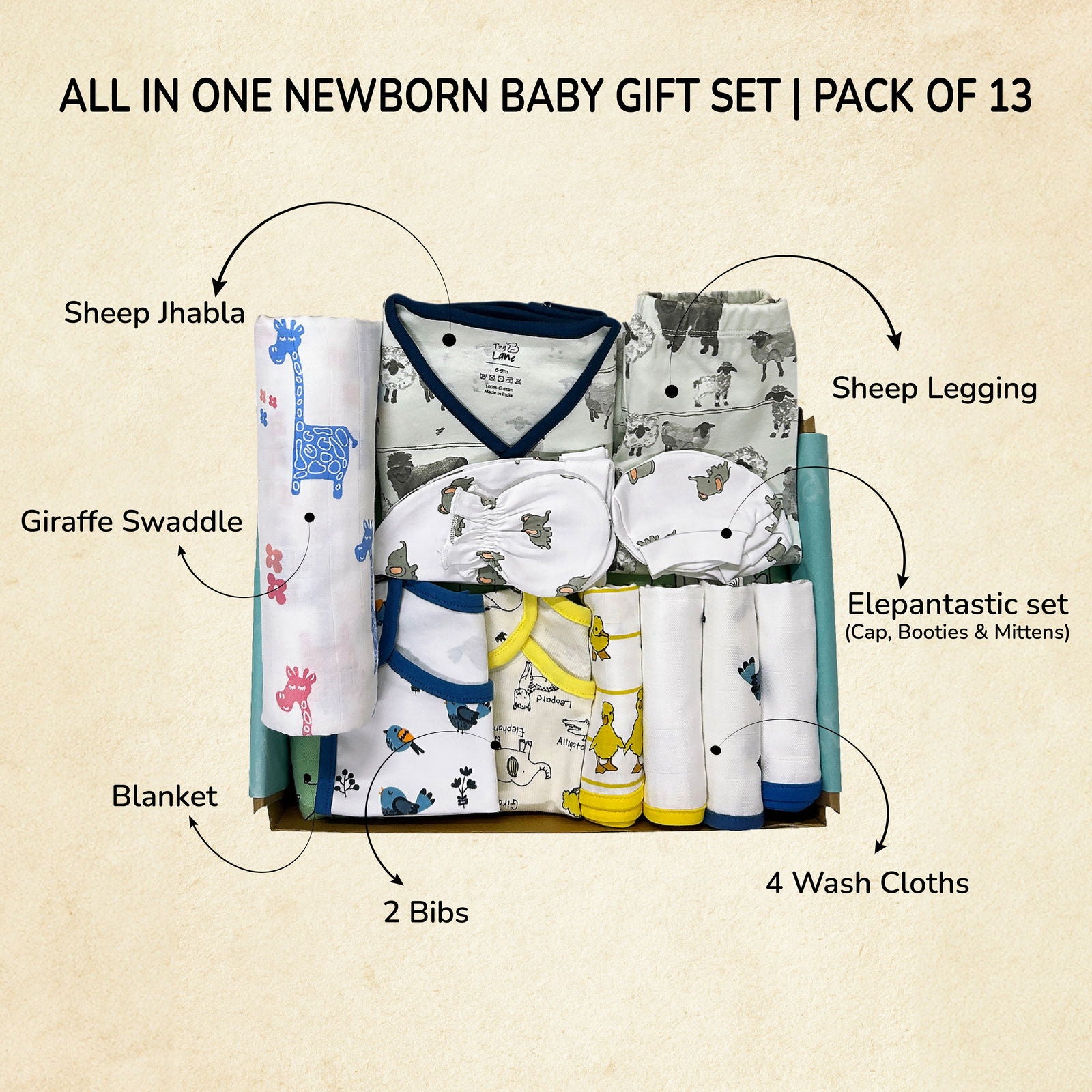 All in One Newborn Baby Gift Set | Pack of 13 - Tinycubs - 